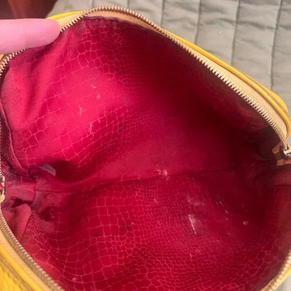 Yellow Hammitt Leather Clutch Pouch Make-Up bag. Fair condition - Picture 4 of 8